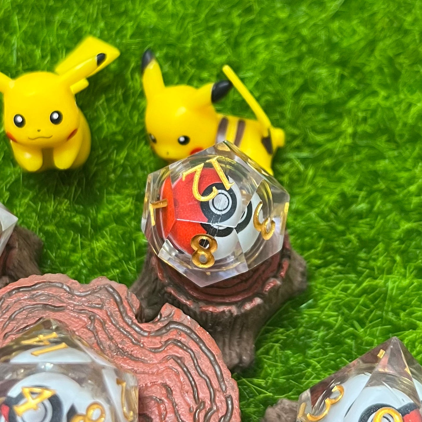 Pokeball Dice Handmade DND Dice set Cute DND Dice Pokeball DND Dice Set