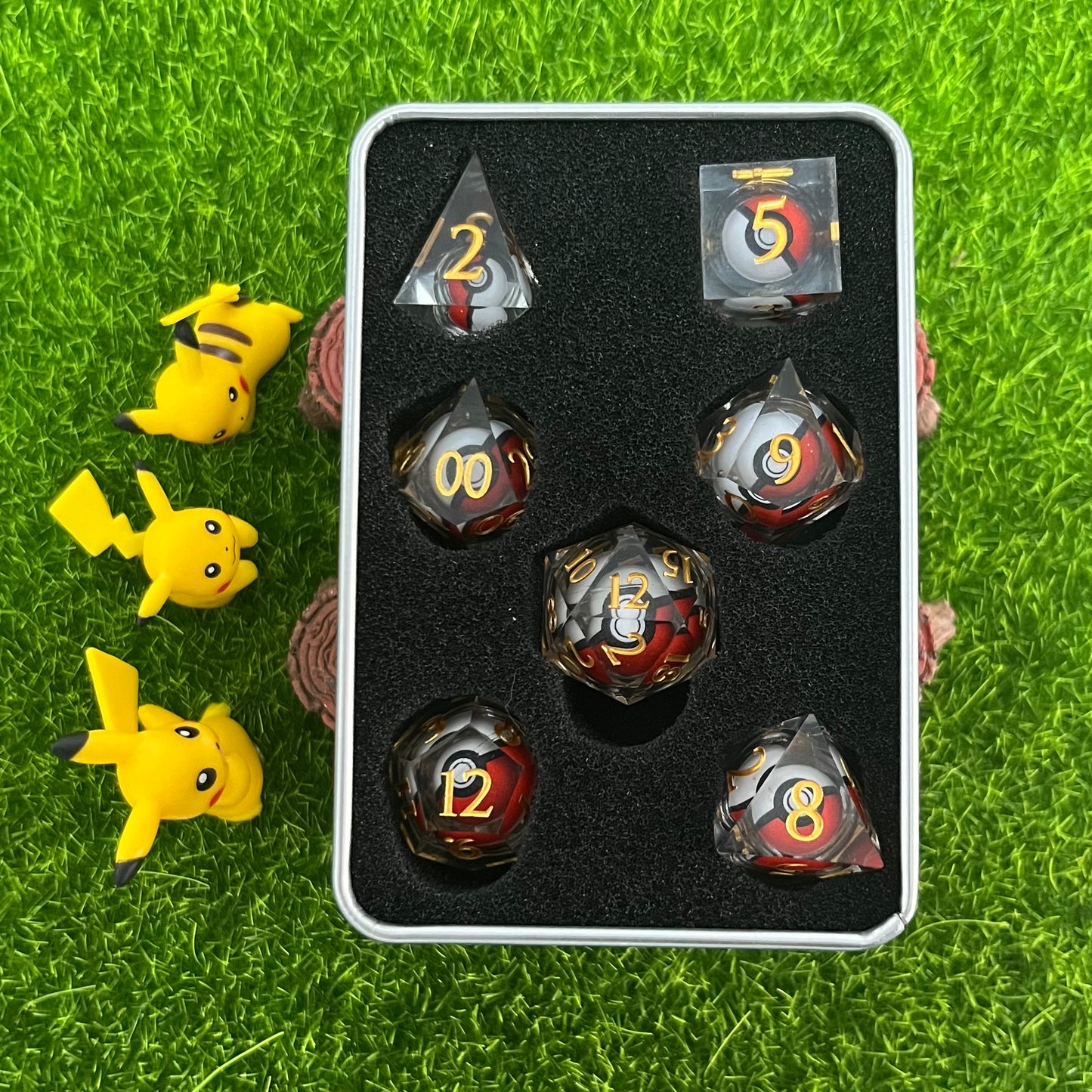 Pokeball Dice Handmade DND Dice set Cute DND Dice Pokeball DND Dice Set