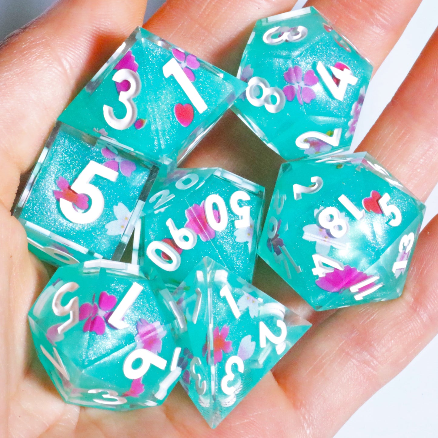 Arizona Tea Handmade Sharp Edge 7 Piece Resin d&d Dungeons and Dragons Dice Set