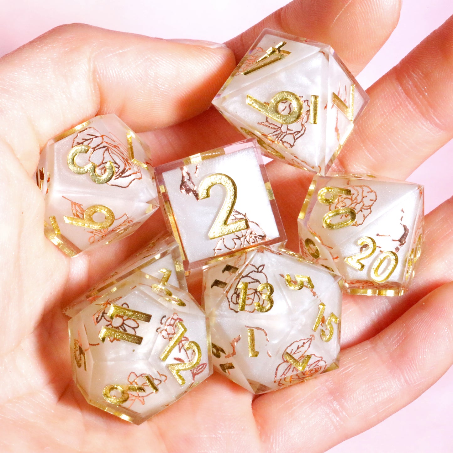 Pure Love Handmade Sharp Edge 7 Piec Reesin d&d Dungeons and Dragons Dice Set