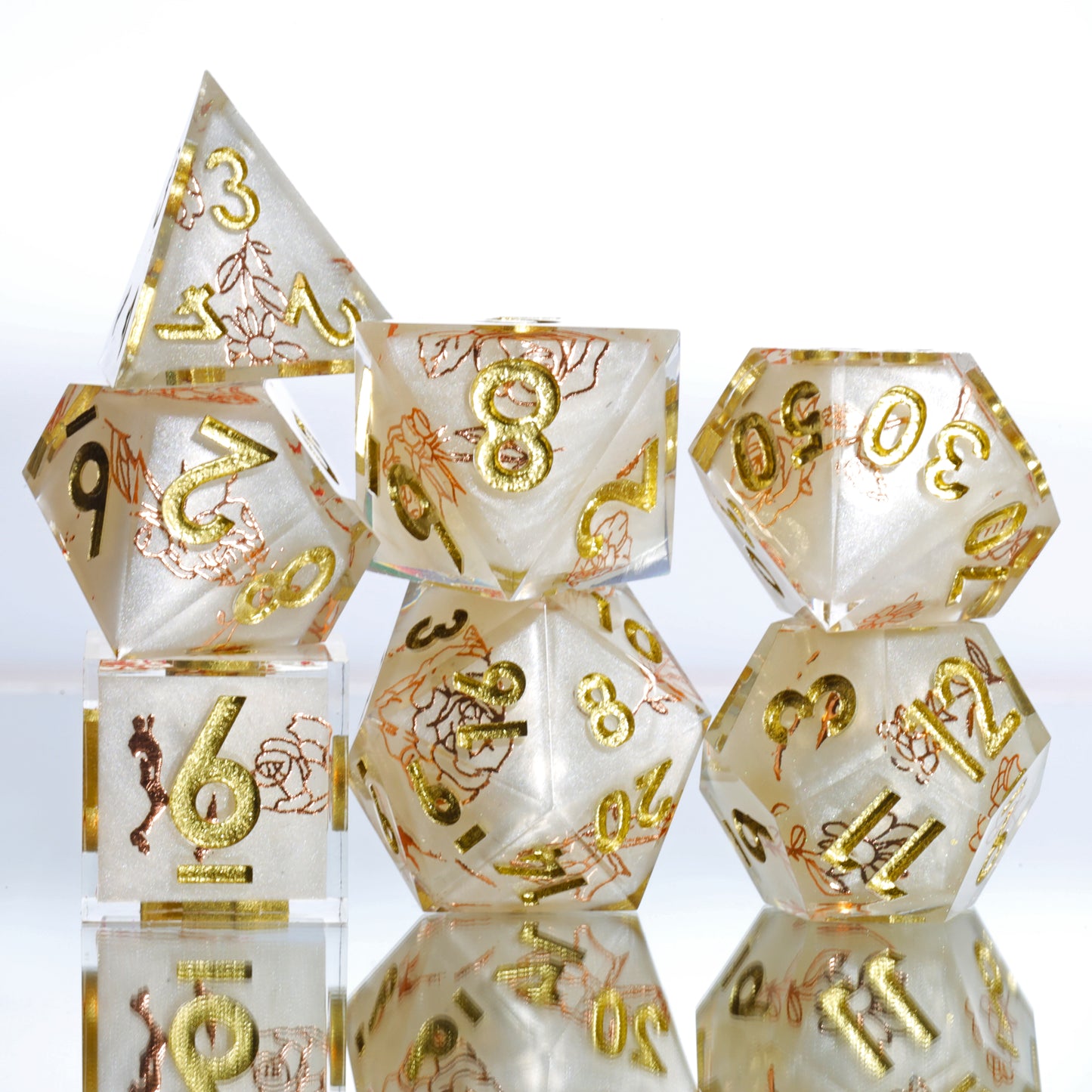 Pure Love Handmade Sharp Edge 7 Piec Reesin d&d Dungeons and Dragons Dice Set