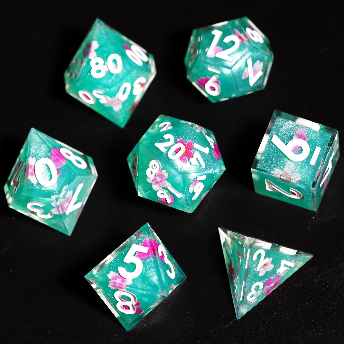 Arizona Tea Handmade Sharp Edge 7 Piece Resin d&d Dungeons and Dragons Dice Set