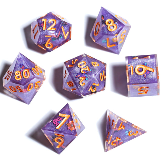 Butterfly Event Handmade Sharp Edge 7 Piece Resin d&d Dungeons and Dragons Dice Set