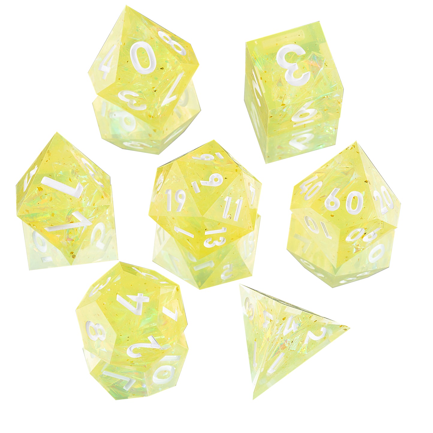 Fantasy Elves Handmade Sharp Edge 7 Piece  Resin d&d Dungeons and Dragons Dice Set