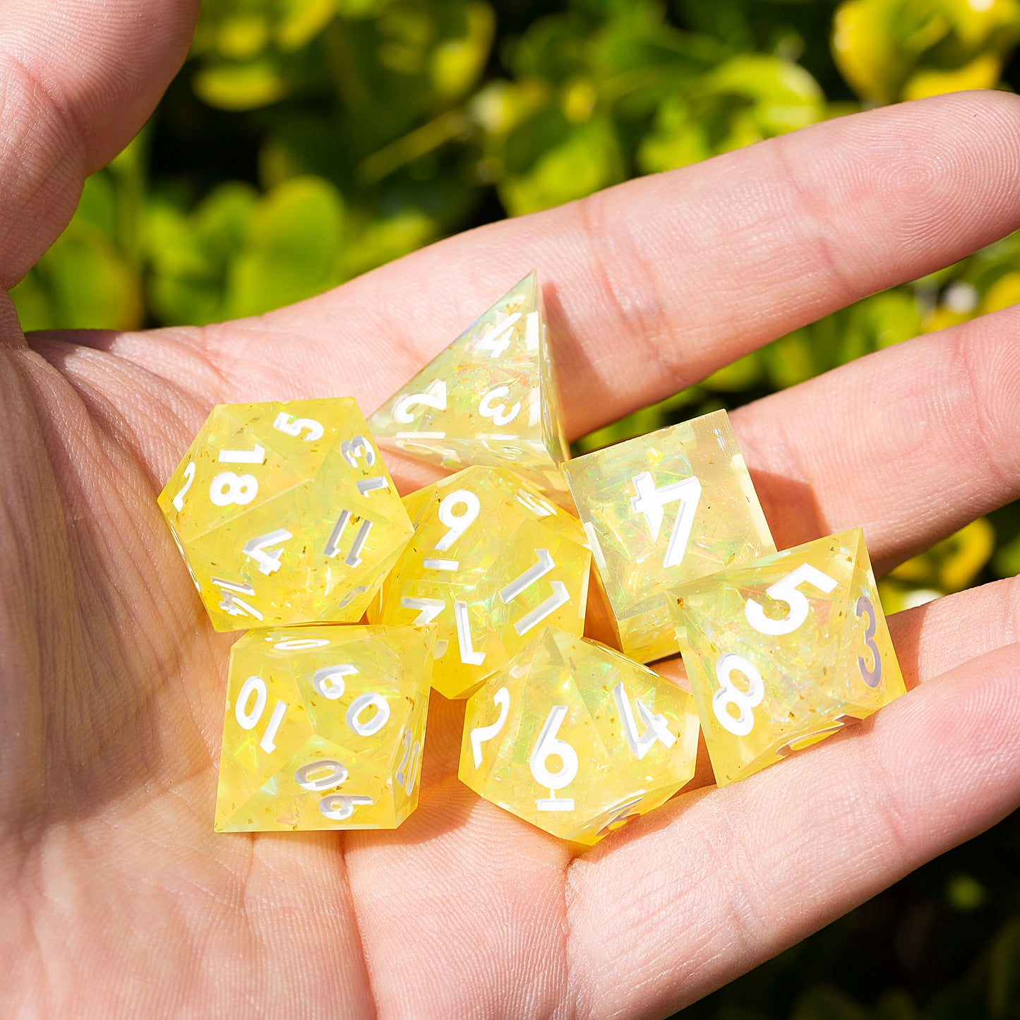 Fantasy Elves Handmade Sharp Edge 7 Piece  Resin d&d Dungeons and Dragons Dice Set